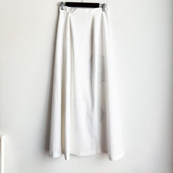 Vintage 70s A line White Blue Floral Maxi Skirt Boho - Picture 4 of 4